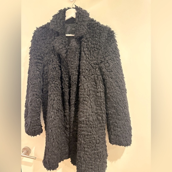 Forever 21 Black Teddy Faux Fur Jacket Size Small Coat Outerwear Winter Fall - Picture 1 of 4